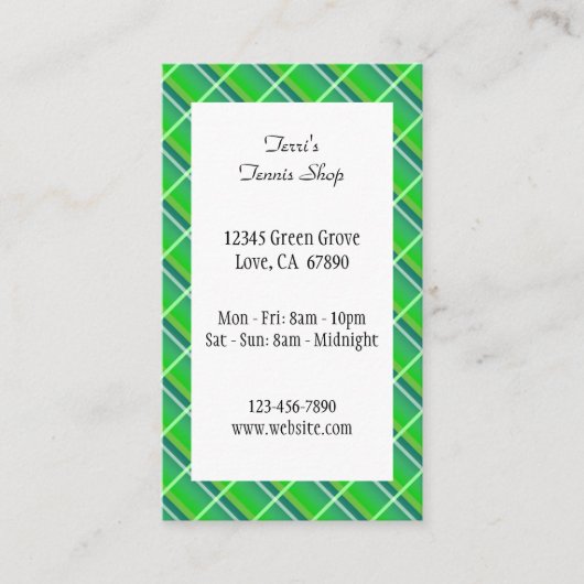 Green Kariert Preppy Edition Small Business Card Visitenkarte (Vorderseite)