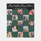 Green Kariert Quilt Personalisiert 13 FotoCollage Fleecedecke (Vorderseite)