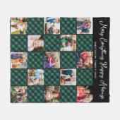 Green Kariert Quilt Personalisiert 13 FotoCollage Fleecedecke (Vorderseite (Horizontal))