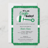 Green Kariert Rattle Eagle Baby Dusche Einladung (Vorderseite)