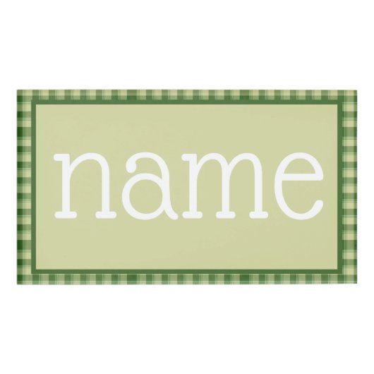Green Kariert Saint Patrick's Day Namenschild (Vorderseite)