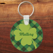 Green Kariert St. Patty's Day Personalisierter Sch Schlüsselanhänger (Rückseite)