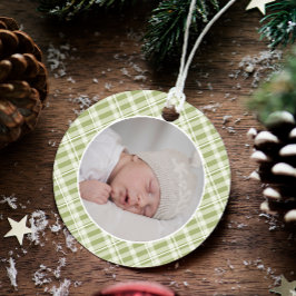Green Kariert Tartan Foto Weihnachten Keepake Ornament