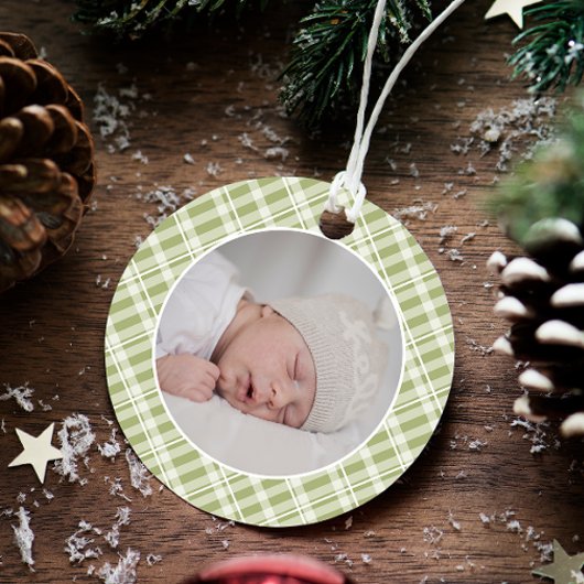 Green Kariert Tartan Foto Weihnachten Keepake Ornament