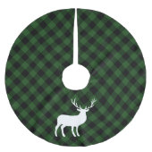 Green Kariert und White Stag | Urlaub Polyester Weihnachtsbaumdecke (Vorderseite)