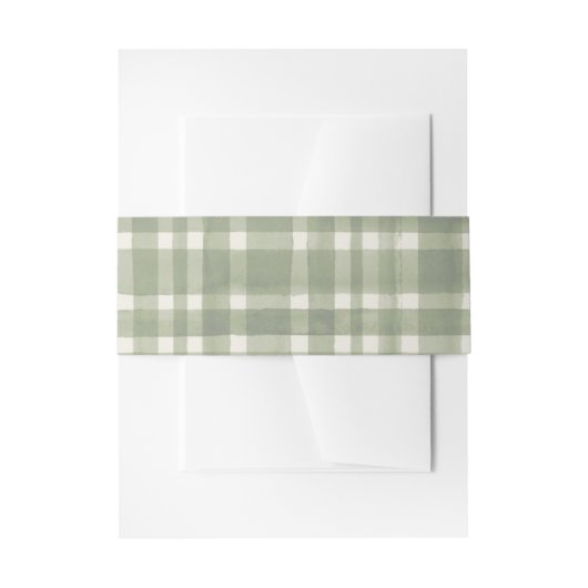 Green Kariert Watercolor Gingham Einladungsbanderole (Vorderseite Beispiel)