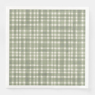 Green Kariert Watercolor Gingham Party Plate Serviette