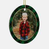 Green Karierte Weihnachtsschrift Foto Ornament (Rechts)