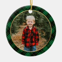 Green Karierte Weihnachtsschrift Foto Ornament