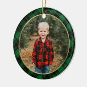 Green Karierte Weihnachtsschrift Foto Ornament (Links)