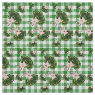 Green Karo Bunnies Stoff
