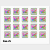 Green Karo Butterfly Quadratischer Aufkleber (Blatt)