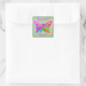 Green Karo Butterfly Quadratischer Aufkleber (Tasche)