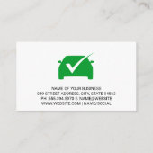 Green Karo Mark | Auto | Motor Bay Visitenkarte (Rückseite)