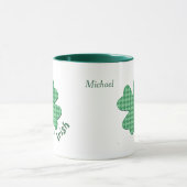 Green Karos Irish Kleeblatt Personalisiert Tasse (Zentrum)