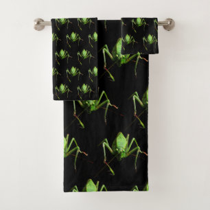 Green Katydid Pattern Badetuch Set