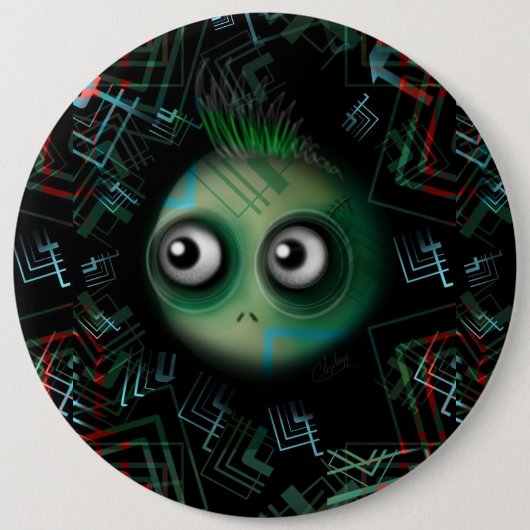 Green Kawaii Monster Button (Vorderseite)