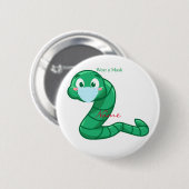 Green Kawaii Worm Thunder_Cove Button (Vorne & Hinten)