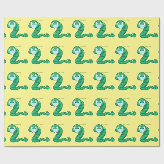 Green Kawaii Worm Thunder_Cove Geschenkpapier (Flach)