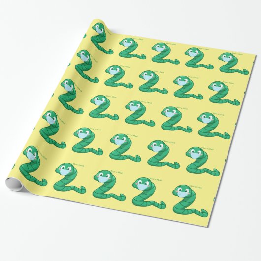Green Kawaii Worm Thunder_Cove Geschenkpapier (Ungerollt)