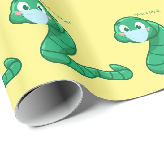 Green Kawaii Worm Thunder_Cove Geschenkpapier (Rolleneckpunkt)