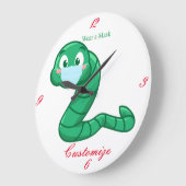 Green Kawaii Worm Thunder_Cove Große Wanduhr (Winkel)