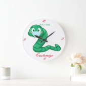 Green Kawaii Worm Thunder_Cove Große Wanduhr (Zuhause)