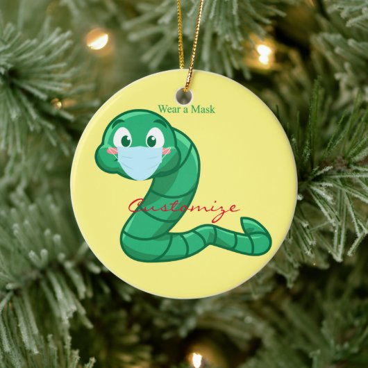 Green Kawaii Worm Thunder_Cove Keramik Ornament (Baum)