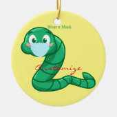 Green Kawaii Worm Thunder_Cove Keramik Ornament (Vorne)