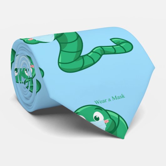 Green Kawaii Worm Thunder_Cove Krawatte (Gerollt)