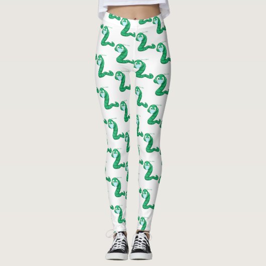 Green Kawaii Worm Thunder_Cove Leggings (Vorderseite)