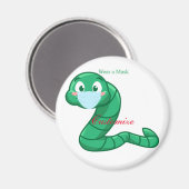 Green Kawaii Worm Thunder_Cove Magnet (Vorderseite/Rückseite)