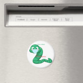 Green Kawaii Worm Thunder_Cove Magnet (In Situ (Geschirrspüler))