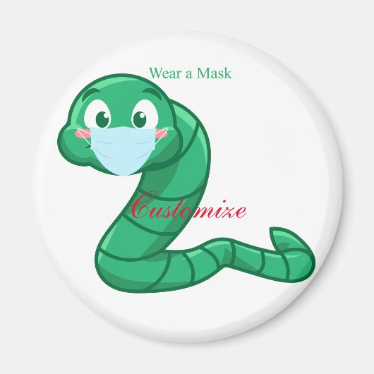 Green Kawaii Worm Thunder_Cove Magnet (Vorne)