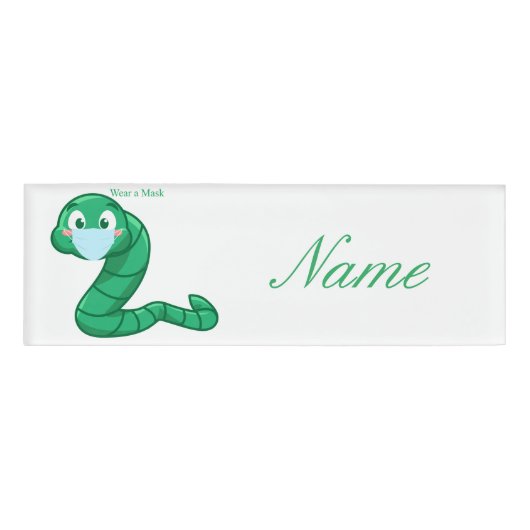 Green Kawaii Worm Thunder_Cove Namenschild (Vorderseite)