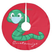 Green Kawaii Worm Thunder_Cove Polyester Weihnachtsbaumdecke (Vorderseite)