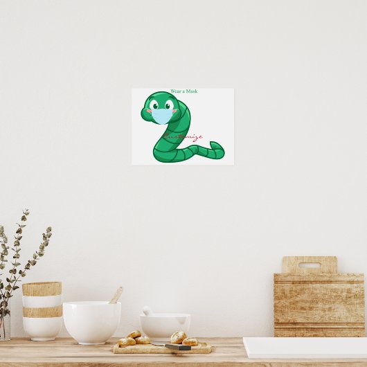 Green Kawaii Worm Thunder_Cove Poster (Küche)