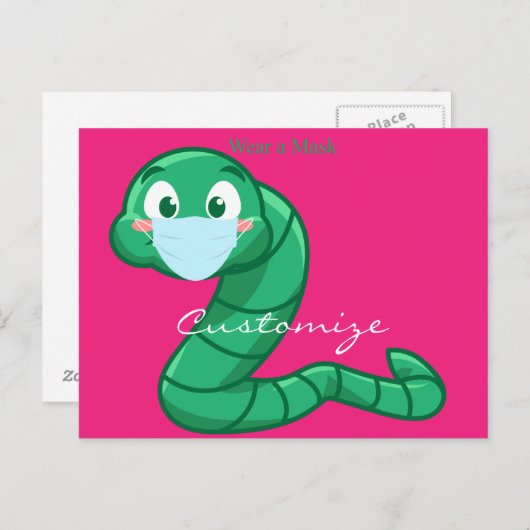 Green Kawaii Worm Thunder_Cove Postkarte (Vorne/Hinten)