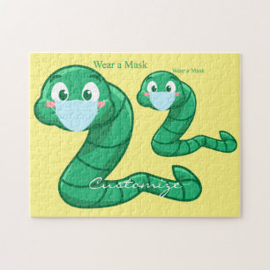 Green Kawaii Worm Thunder_Cove Puzzle