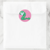 Green Kawaii Worm Thunder_Cove Runder Aufkleber (Tasche)