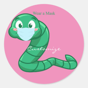 Green Kawaii Worm Thunder_Cove Runder Aufkleber