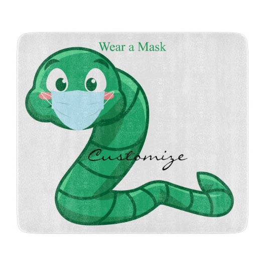 Green Kawaii Worm Thunder_Cove Schneidebrett (Vorderseite)