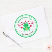 Green Kids Frog Hoppy Valentinstag Runder Aufkleber (Umschlag)