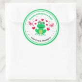 Green Kids Frog Hoppy Valentinstag Runder Aufkleber (Tasche)
