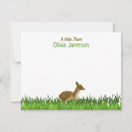 GREEN Kid's Name Woodland Animal Mitteilungskarte