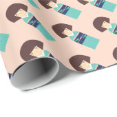 Green_Kimono Doll_pink back Geschenkpapier (Rolleneckpunkt)