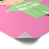 Green Kimono japanische Puppe Poster (Ecke)