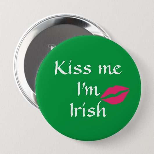 Green Kiss Me Ich bin irischer Knopf Button (Vorne & Hinten)