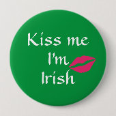 Green Kiss Me Ich bin irischer Knopf Button (Vorderseite)