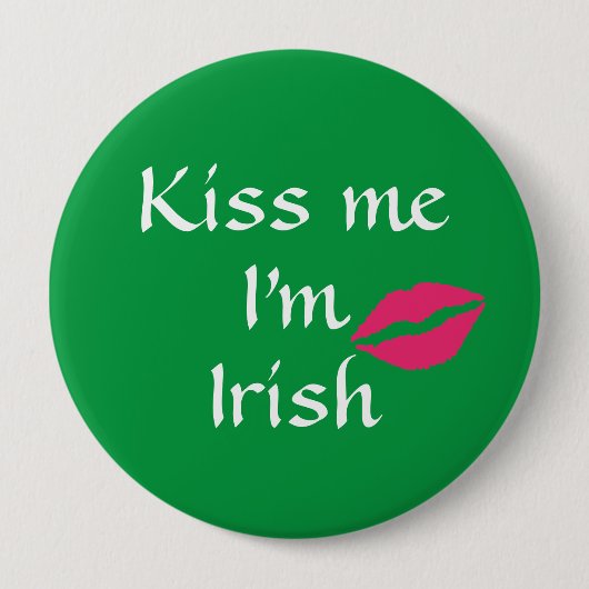 Green Kiss Me Ich bin irischer Knopf Button (Vorderseite)